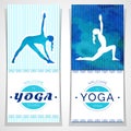 Vector yoga illustration. Yoga posters with watercolor texture and yogi silhouette. Identity design for yoga studio, yoga center, Royalty Free Stock Photo