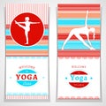 Vector yoga illustration. Yoga posters with watercolor texture and yogi silhouette. Identity design for yoga studio, yoga center, Royalty Free Stock Photo