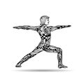 Vector yoga illustration in zentangle style. Man in yoga pose.