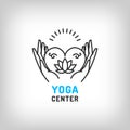 Vector yoga logo, meditation icon, lotus flower. Beauty, health symbols Royalty Free Stock Photo