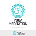 Vector yoga meditation logo set line style for studio class Royalty Free Stock Photo