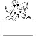 Vector Yorkshire Terrier dog with blank sign.