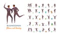 Vector young adult man in business suit ready-to-use character casual poses set in flat style