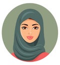 Vector - young beautiful arab woman in a green hijab