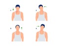 Vector of a man doing neck rolls, stretching neck muscle before a workout