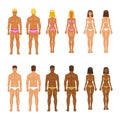 Vector young woman and guy in underwear. Body