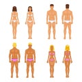 Vector young woman and guy in underwear. Body templates
