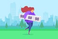 Vector of a woman jogging willing to reach ideal figure parameters