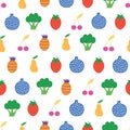 Vector Yummy Fruit Veggies Seamless Pattern