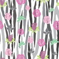 Vector Zebra Print and Roses pattern background Royalty Free Stock Photo