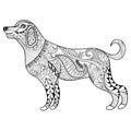 Vector zentangle dog print for adult coloring page. Hand drawn a Royalty Free Stock Photo