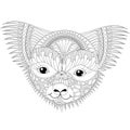 Vector zentangle happy friendly koala face for adult anti stress coloring Royalty Free Stock Photo