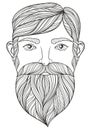 Vector zentangle Portrait of Man with Mustache and beard for adult coloring pages, Tattoo art, ethnic patterned t-shirt print. Mo