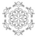 Vector zentangle snow flake, elegant mandala for adult coloring
