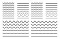 Vector zigzag lines and waves, wavy pattern. Squiggle zig zag frame with wiggle. Curvy undulate parallel borders. Curve sinuous