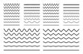 Vector zigzag lines and waves, wavy pattern. Squiggle zig zag frame with wiggle. Curvy undulate parallel borders. Curve sinuous