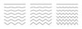Vector zigzag and wavy horizontal underline set. Waves lines. Wave ornament pattern. Wave thin line background. Set of Royalty Free Stock Photo