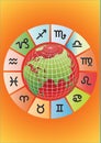Vector zodiac with globe Royalty Free Stock Photo