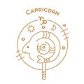 Vector zodiac sign Capricorn, logo or illustration. Royalty Free Stock Photo