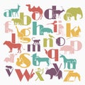 Vector zoo alphabet with cartoon animals on white Royalty Free Stock Photo