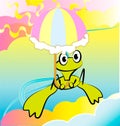 Vectorial cartoon style illustration with frog