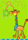 Vectorial cartoon style illustration with giraffe