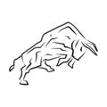 Vectorial illustration, head healthy ferocious bull on a white background Royalty Free Stock Photo