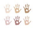 Vectorial image of the palm of the skin color. Racism, race. different skin colors. tolerance.