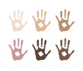 Vectorial image of the palm of the skin color. Racism, race. different skin colors. tolerance.