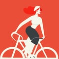 Vectorial pretty feminist woman on bike