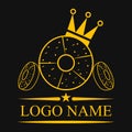 VectorIllustration Of Three Donut King Logo, Yellow, Gold and Black Royalty Free Stock Photo