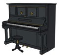 The black opened pianino with a chair