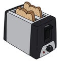 The black and steel electric toaster