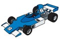 The old blue formula one car Royalty Free Stock Photo