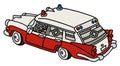 The funny old red and white ambulance