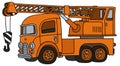 The funny retro orange truck crane