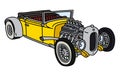 The funny yellow open hotrod Royalty Free Stock Photo