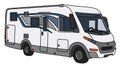 The white large motor home