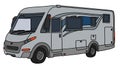 The silver large motor home