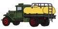 The classic green and yellow tank truck