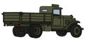 The vintage khaki military lorry truck