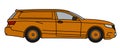 The orange delivery van