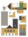 The paper model of an old town house