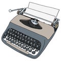 The retro gray portable typewriter