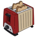 The retro red and cream electric toaster