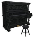 The classic black pianino with a chair