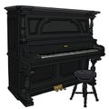 The vintage black pianino with a chair Royalty Free Stock Photo