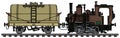 The small steam locomotive and the tank wagon