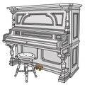 The historical white pianino with a chair Royalty Free Stock Photo