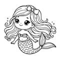 Vectorized hand drawn outline illustration of a mermaid